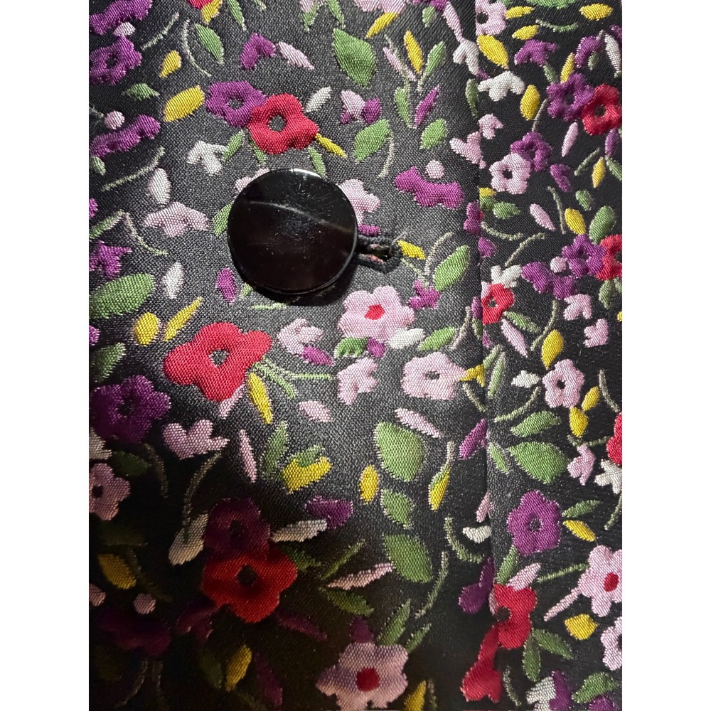 Kate Spade New York Womens Floral Quilted Button Front Topper Coat Black Multi 8 - Picture 8 of 16